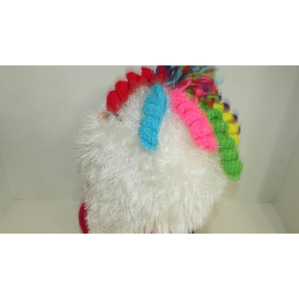Hand made crocheted one‎ eyed cyclops monster fun fur curly ques bow winter hat